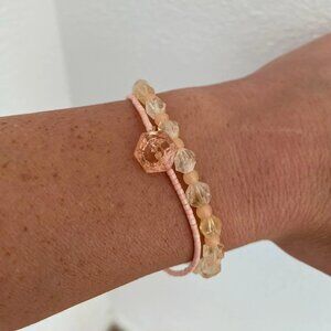 Pair of Czech Glass and Citrine Stone Bracelets